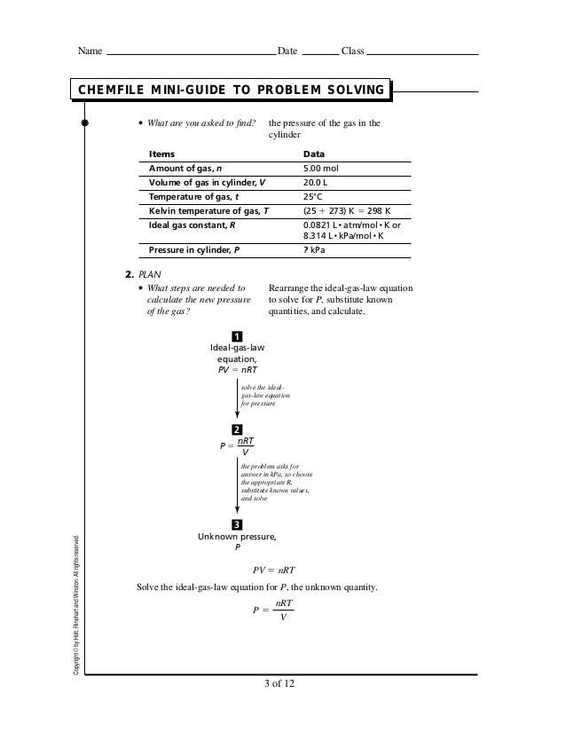 chemfile mini-guide to problem solving ideal gas law chemfile mini-guide to problem solving ideal gas law